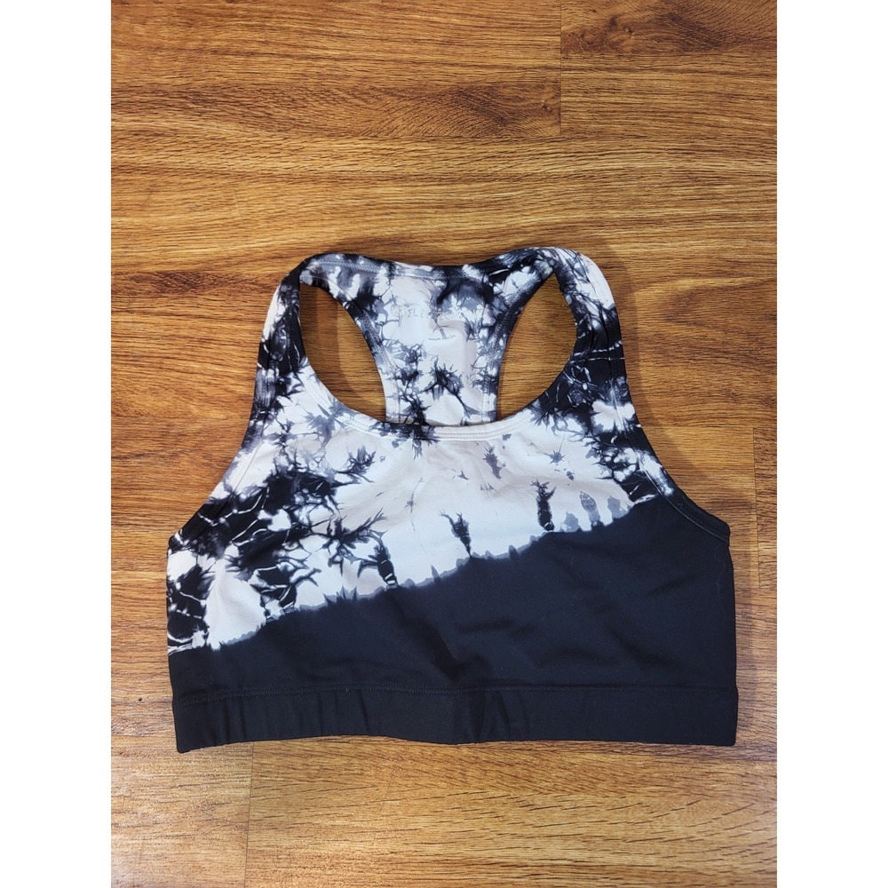 Electric & Rose Black & White Tie Dye Sports Bra Size M